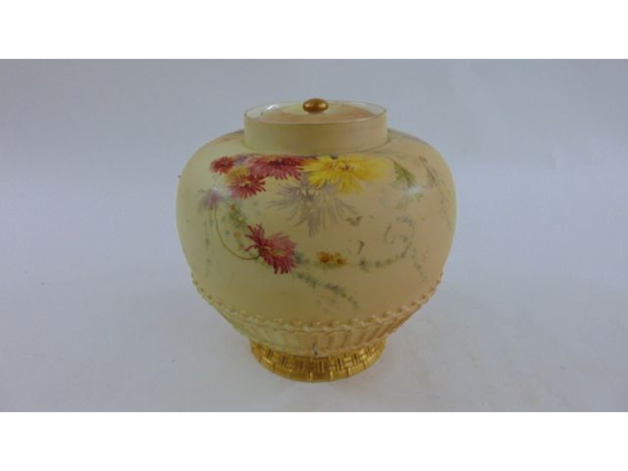 Appraisal: A Royal Worcester blush ivory vase of globular form with