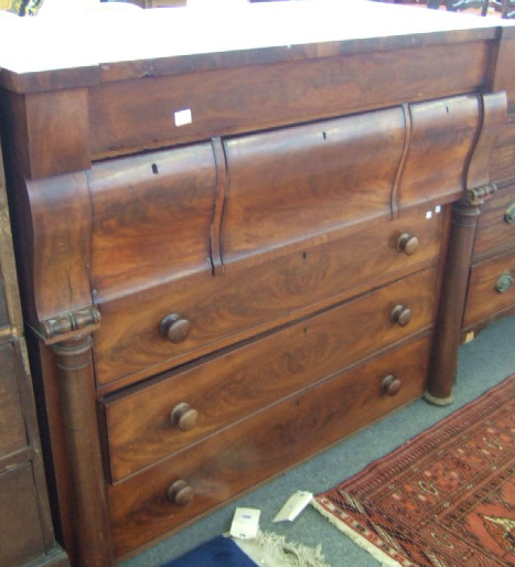 Appraisal: A large th century mahogany chest of drawers the break