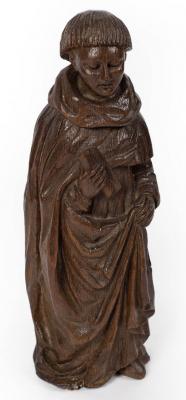 Appraisal: A th Century carved limewood figure of a monk holding