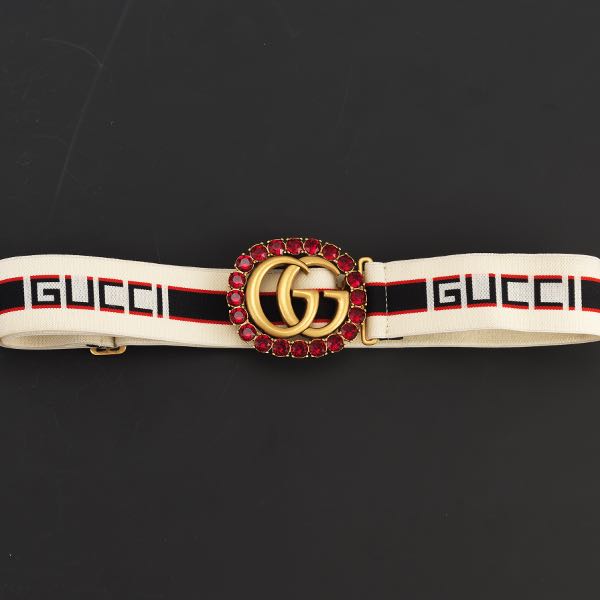 Appraisal: GUCCI GG CANVAS BELT WITH CRYSTAL EMBELLISHMENTS x Max length