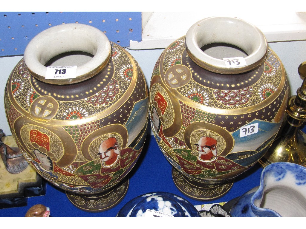 Appraisal: Large pair of Satsuma vases