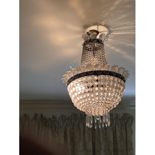 Appraisal: Vintage French cut crystal basket chandelier with drop lustres and