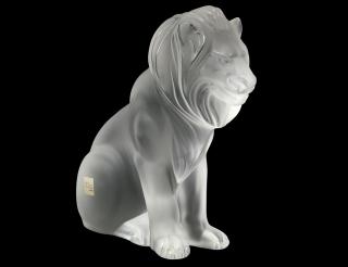 Appraisal: LALIQUE MOLDED CRYSTAL BAMARA LION French Signed Catalog No Height