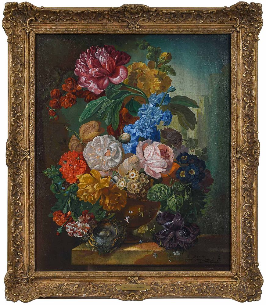 Appraisal: Jan Van Doust Flemish active th century Floral Still Life