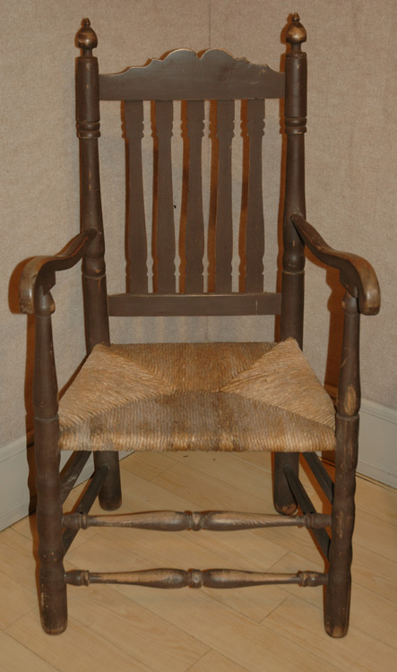 Appraisal: Brown Painted Banister Back Armchair Estimate -