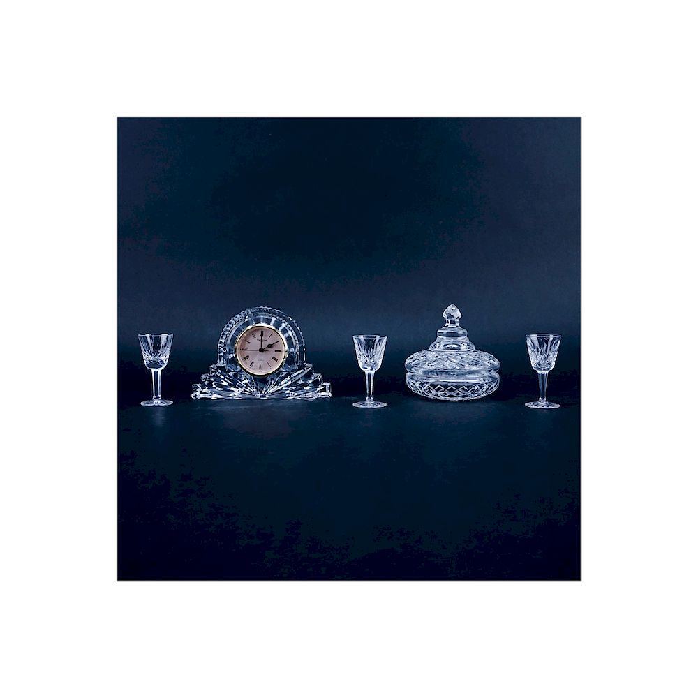 Appraisal: Collection of Five Waterford Crystal Tableware Includes clock covered dish