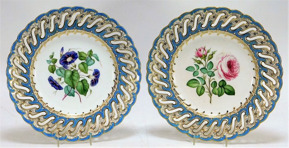 Appraisal: PR English Gilt and Flower Porcelain Plates England th Century