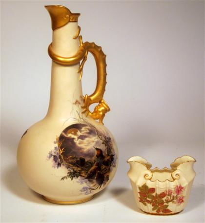 Appraisal: Royal Worcester cream ground porcelain ewer late th century