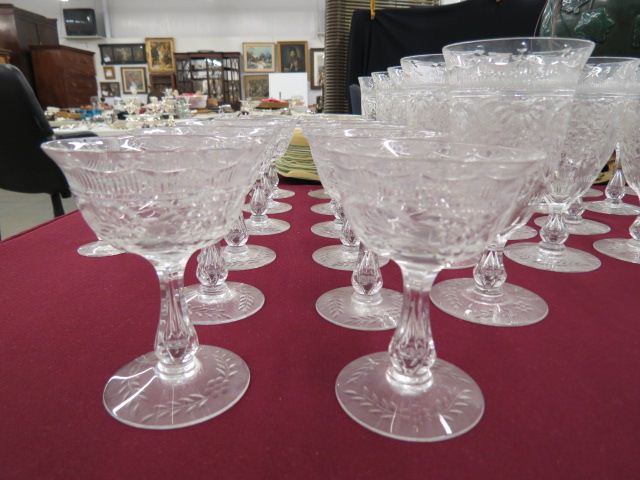 Appraisal: pc Seneca Cut Crystal Stemware Service for with extras cut