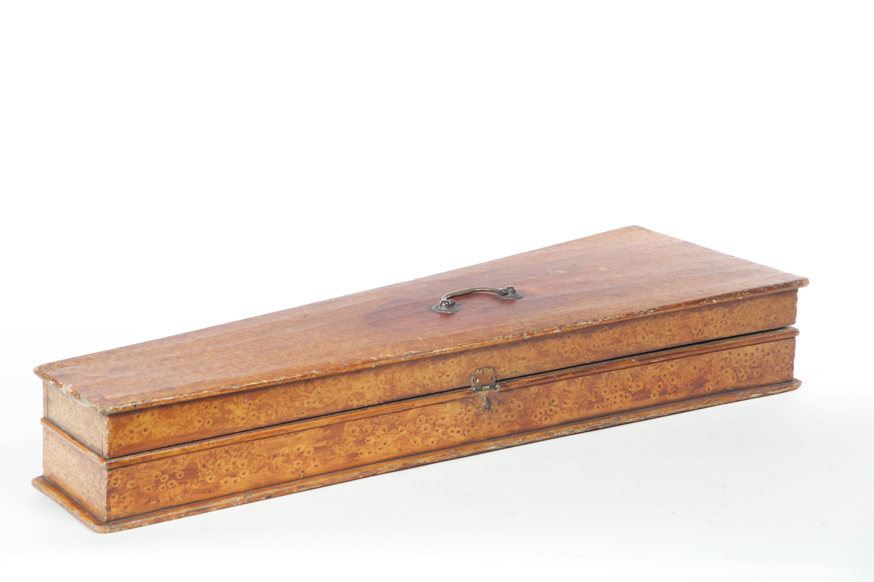 Appraisal: DECORATED VIOLIN CASE American late th century poplar Original grain