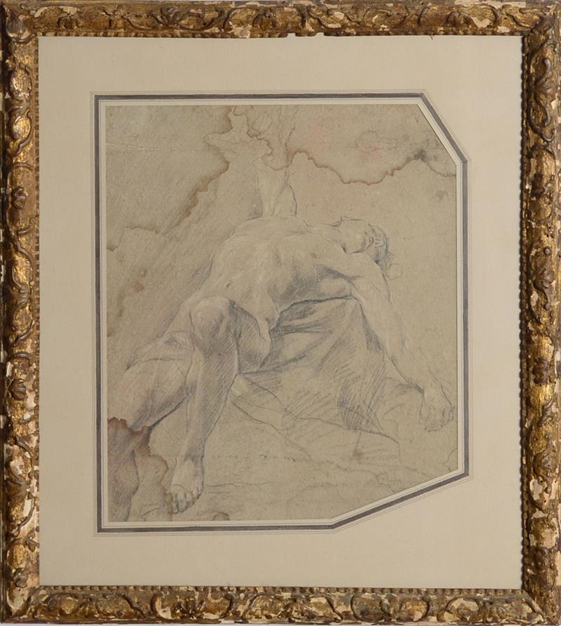 Appraisal: ITALIAN SCHOOL RECLINING MALE NUDE Pencil on paper unsigned x