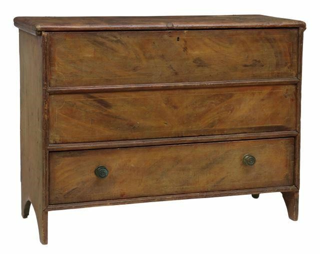 Appraisal: American grain painted blanket mule chest th th c molded