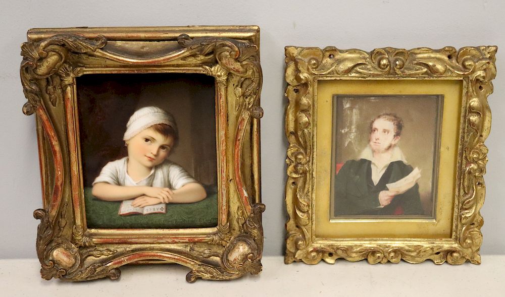 Appraisal: KPM Style Porcelain Plaque Together With A Miniature Painted Portrait