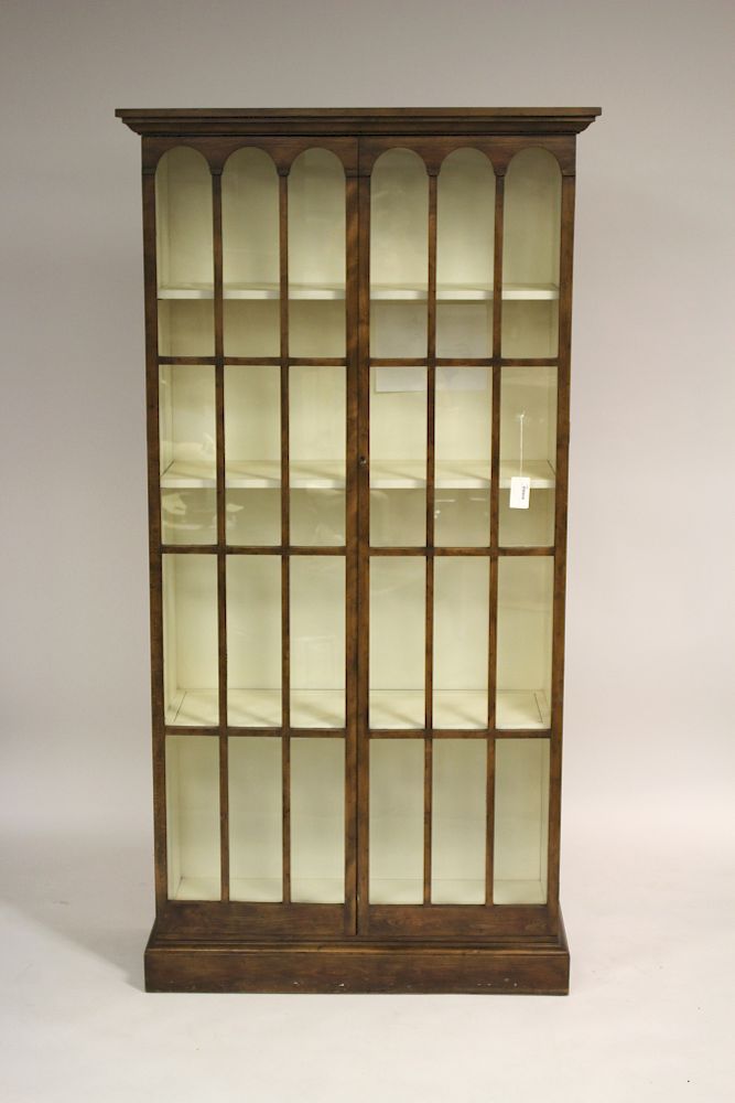 Appraisal: Contemporary Tall Fruitwood China Cabinet Glass paneled doors H x