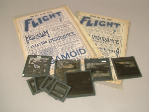 Appraisal: Ten glass slides depicting aircraft types and three copies of