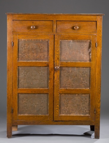 Appraisal: Walnut and Chestnut Country Pie Safe Two dovetailed drawer over