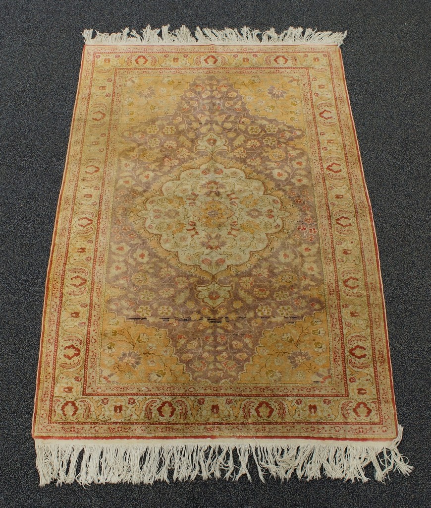 Appraisal: x Turkish throw rug no condition issues