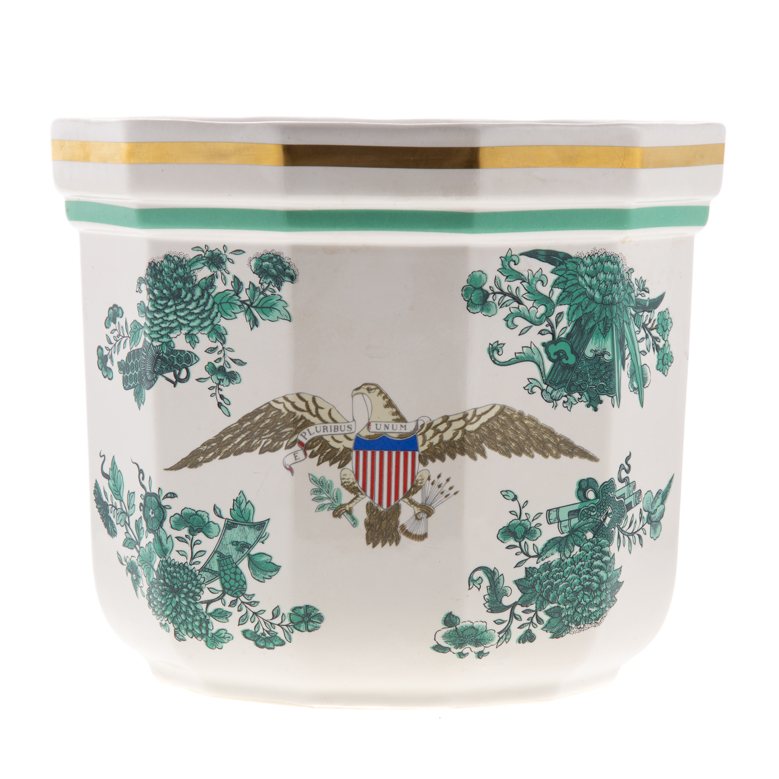 Appraisal: MOTTAHEDEH REAGAN BUSH INAUGURATION CACHE POT Paneled cache pot with