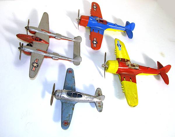 Appraisal: Toy American airplanes Group of Hubley metal airplanes and helicopters