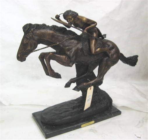 Appraisal: AFTER FREDERIC SACKRIDER REMINGTON American - Cheyenne patinated bronze sculpture