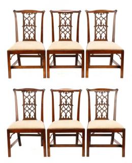 Appraisal: Set Mahogany Gothic Revival Dining Chairs English late th century