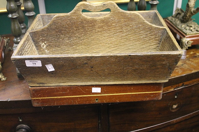 Appraisal: A TH CENTURY OAK CUTLERY TRAY and an inlaid canteen