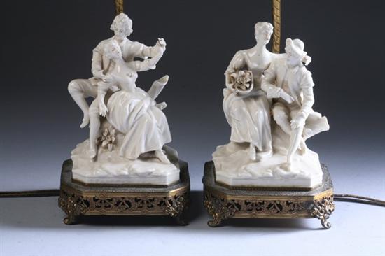 Appraisal: TWO RUDOLSTADT VOLKSTEDT PORCELAIN FIGURAL GROUPS Circa Ackermann Fritze factory