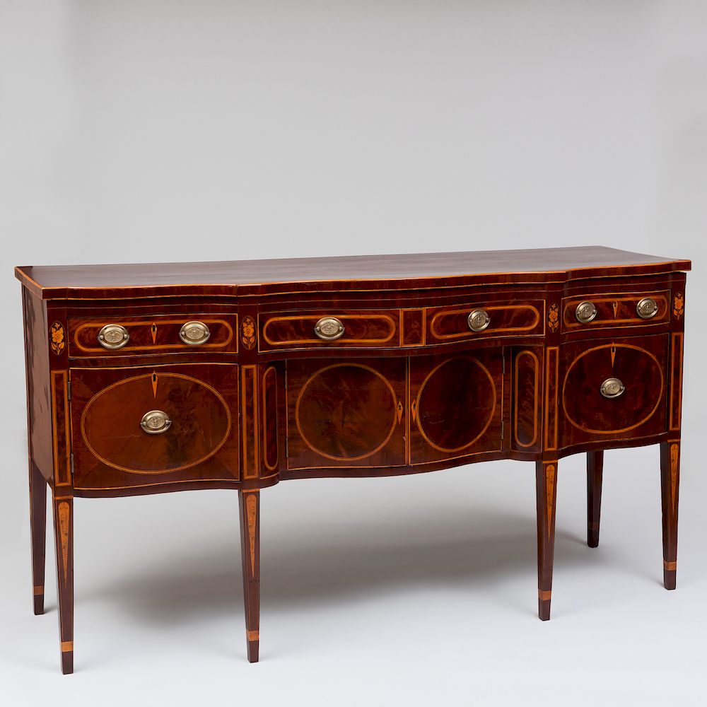 Appraisal: Federal Inlaid Mahogany Sideboard Mid-Atlantic States Bearing a 'MESDA' label