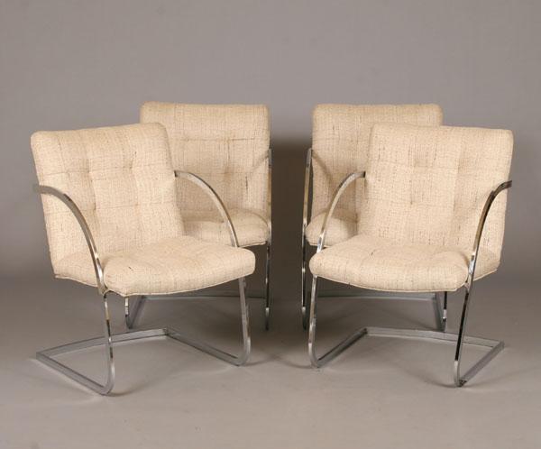 Appraisal: Thayer Coggin cantilever chrome side chairs possibly designed by Milo