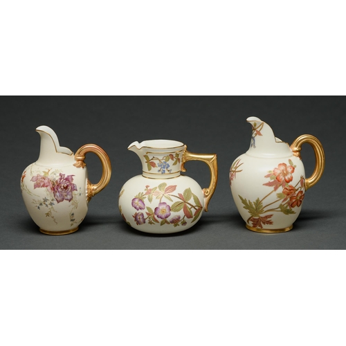 Appraisal: A Royal Worcester ball jug and two flatback jugs and