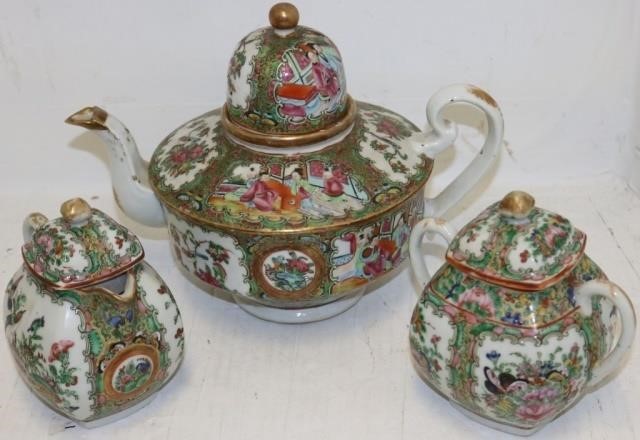 Appraisal: LATE TH C ROSE MEDALLION PIECE TEA SET TOINCLUDE A