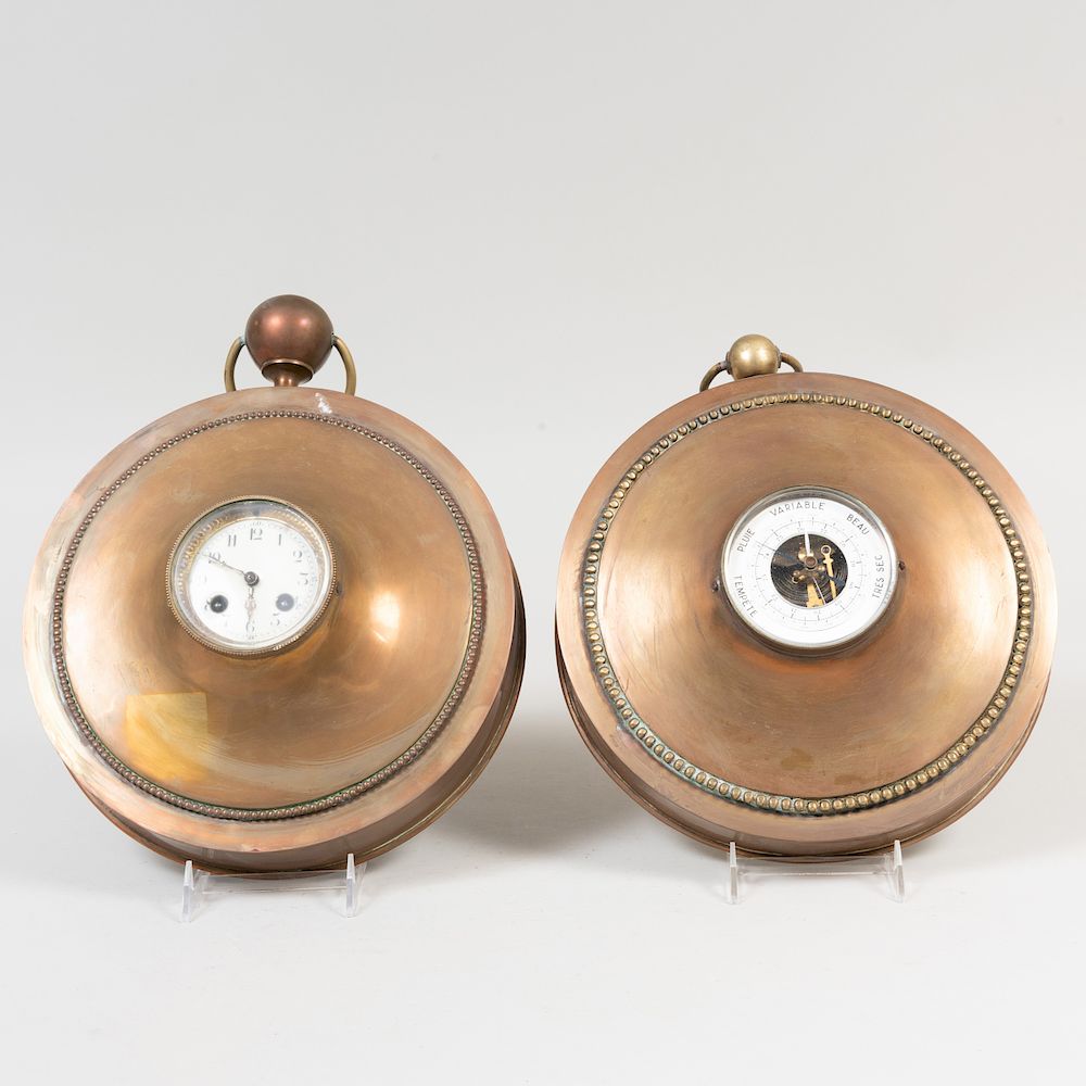 Appraisal: French Barometer and Clock Set Each in diam Property from