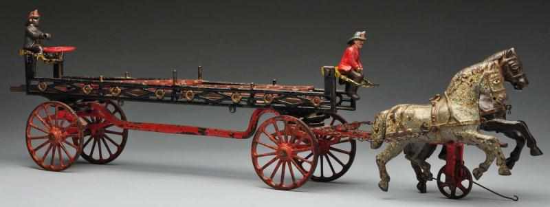 Appraisal: Cast Iron Ives Ladder Wagon Horse-Drawn Toy Description American Includes