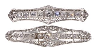 Appraisal: Lot of Art Deco diamond and platinum brooches Lot of