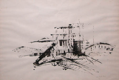 Appraisal: Pittsburgh Abstracted Buildings Stein Viola Strahl ink wash on paper