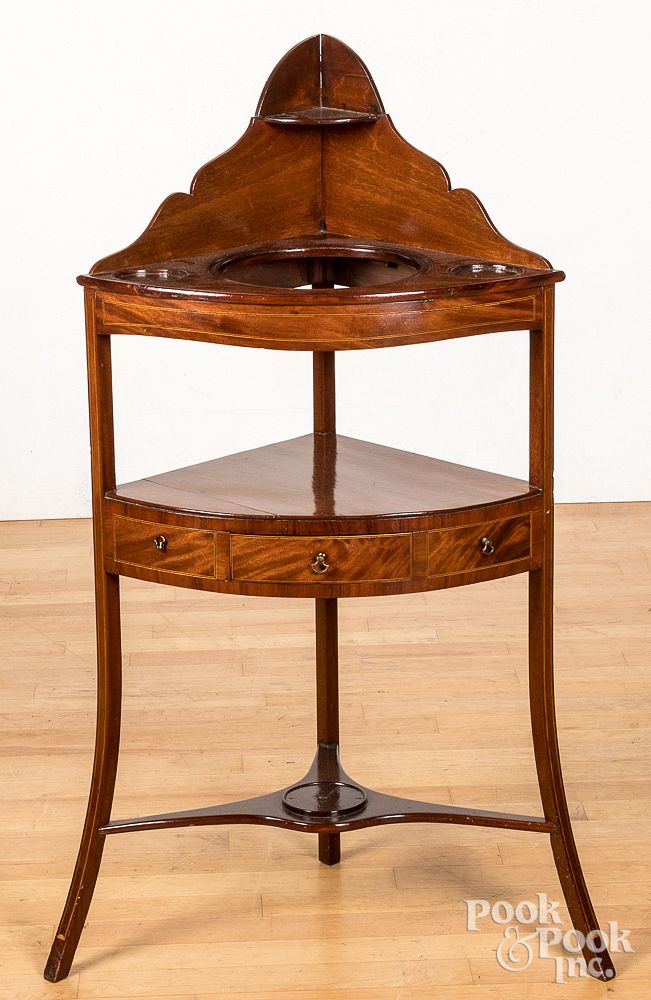 Appraisal: George III mahogany corner washstand late th c George III