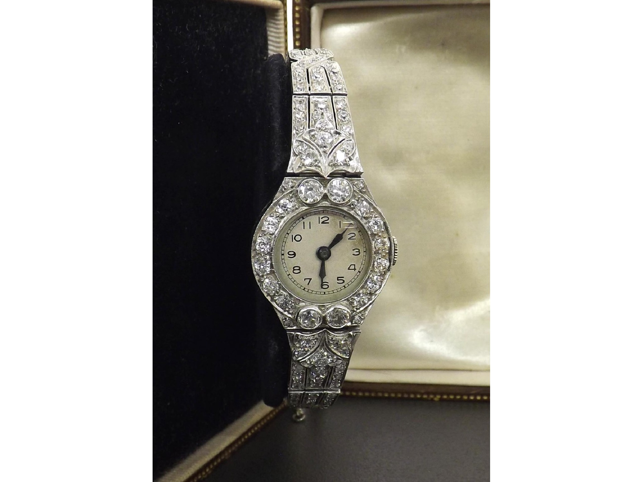 Appraisal: Art Deco fine quality platinum diamond set cocktail watch set