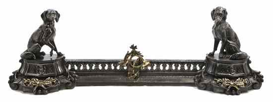 Appraisal: A French Steel and Brass Hound Fireplace Fender circa the