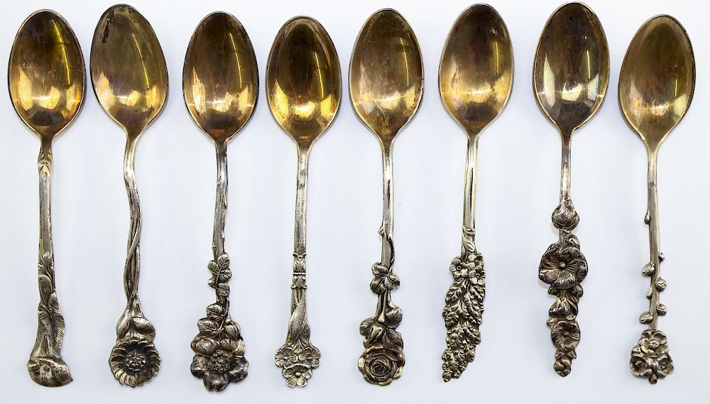 Appraisal: Reed Barton Wildflowers Sterling Silver Spoons Set of eight demitasse