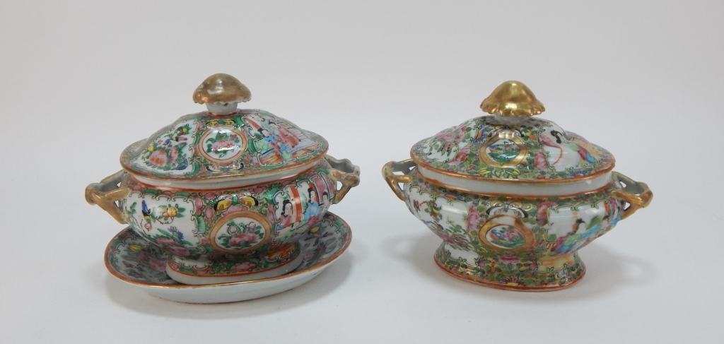 Appraisal: PR CHINESE ROSE MEDALLION COVERED TUREENS China th CenturyIncludes two