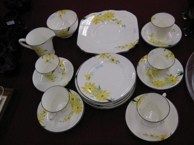 Appraisal: pc Collingswood Bone China Dessert Set fine handpainted yellow floral