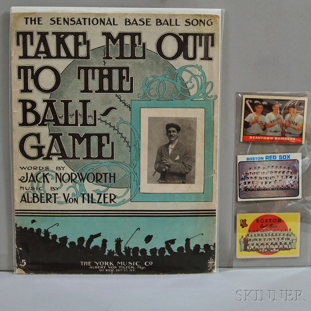 Appraisal: Four Pieces of Baseball Memorabilia the sheet music for Take