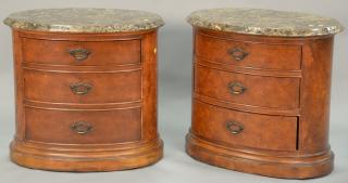 Appraisal: Pair of Ernest Hemingway Collection contemporary marble top bedside stands