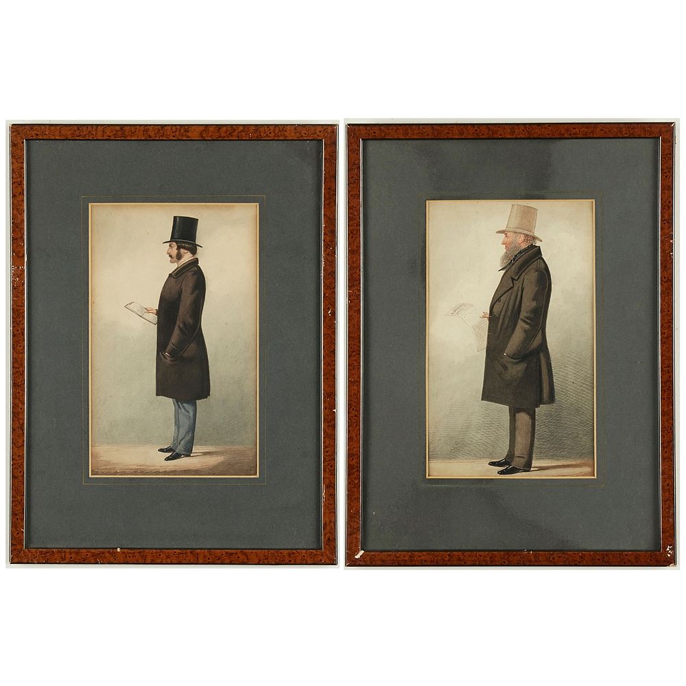 Appraisal: Richard Dighton Pair of Watercolor Portraits Richard Dighton - Pair