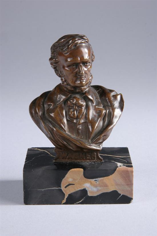 Appraisal: BRONZE MINIATURE PORTRAIT BUST OF RICHARD WAGNER On a black