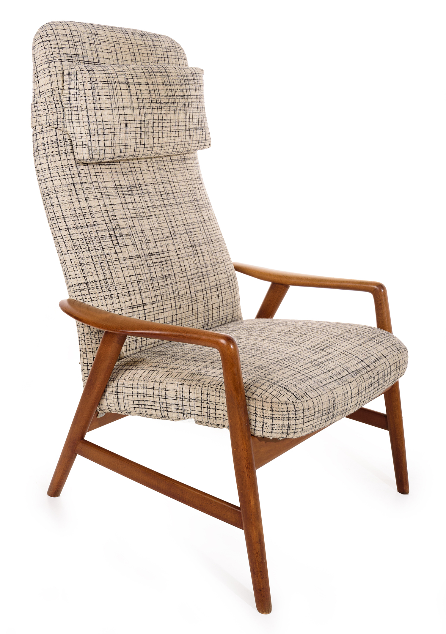 Appraisal: ALF SVENSEN RECLINING LOUGE CHAIR Oak frame new fabric Denmark