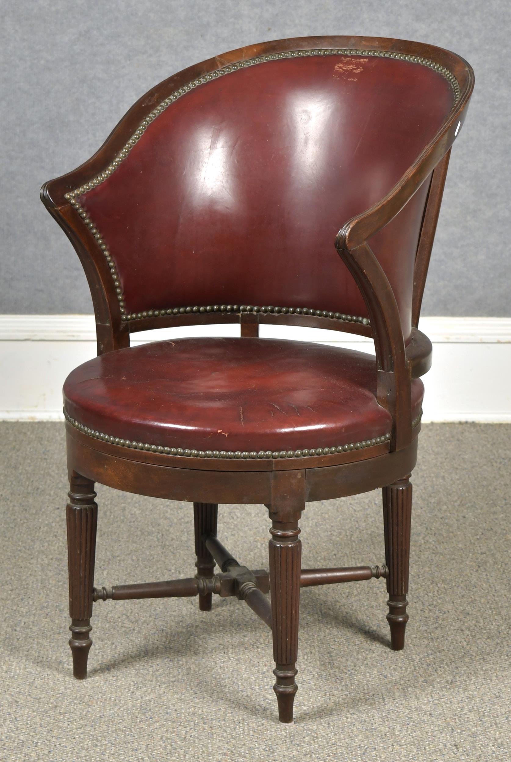 Appraisal: TH C FEDERAL STYLE REVOLVING CHAIR Antebellum style mahogany circular