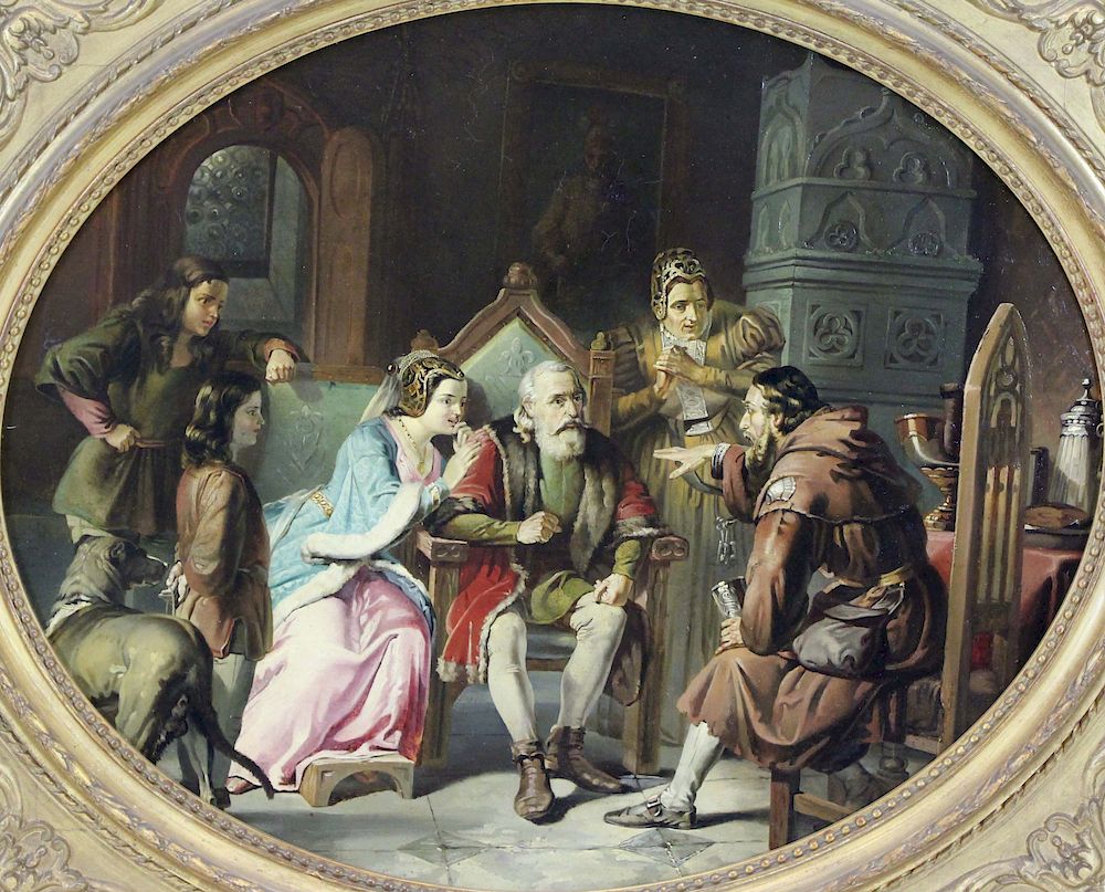 Appraisal: GERMAN SCHOOL NINETEENTH CENTURY Oil on Panel Medieval Scene From