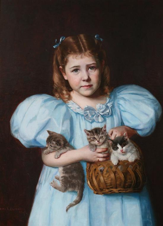 Appraisal: IRENE E PARMELEE American d YOUNG GIRL WITH KITTENS signed