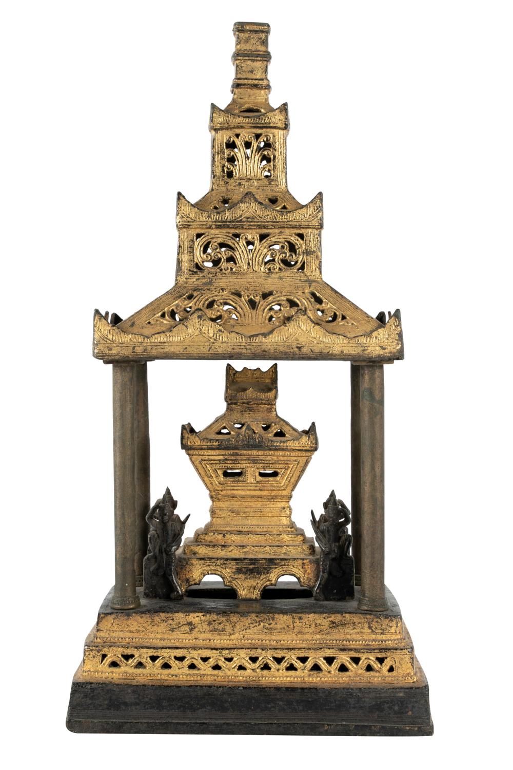 Appraisal: THAI IRON BRONZE SHRINECondition wear losses to gilding inches wide